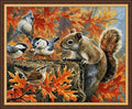 Rosyfoxes Cross Stitch Kits Stamped Full Range of Embroidery Starter Kits for Beginners DIY 14CT 2 Strands - Printed kit Squirrel and Bird(Printed) 18.5×15.7 inches - color: Squirrel and bird(printed) 18.5×15.7 inches