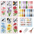 INFUNLY 6pcs Flower Music Cross Stitch Bookmark Kit for Beginners DIY Lily Tulip Roses Daisy Stamped Embroidery Bookmark Kits Piano Note Record Needlepoint Kit with Instruction for Book Lovers Readers - style: Flower Music