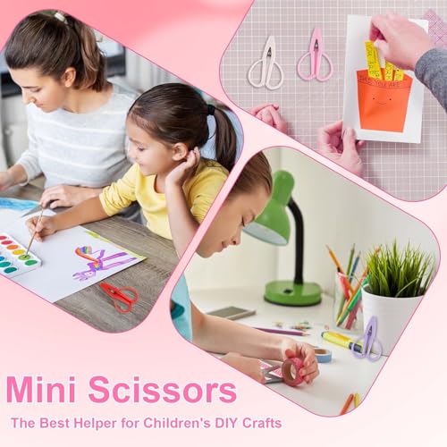4pcs Mini Scissors with Cover, 2.52x1.69in Small Sharp Scissors All Purpose Little Tiny Sewing Tool for Travel DIY Crafts Embroidery Yarn Cutting (Red, Pink, Purple, White) - color: Pink, Red, Purple, White