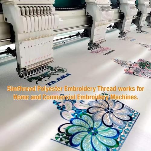 Simthread 42 Options Various Assorted Color Packs of Polyester Embroidery Machine Thread Huge Spool 5000M for All Embroidery Machines (4 Black)