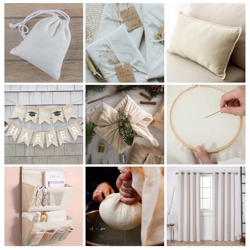 100% Cotton Muslin Cloth - Unbleached Soft White Muslin Fabric for Sewing & Draping (Light Weight, 63" x 2 Yards) - size: 63" x 2 Yards