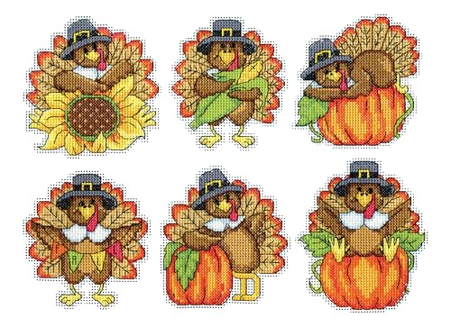 Design Works Crafts Turkeys Counted Cross Stitch Ornament Kit - Set/6