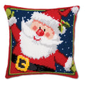 Vervaco Cross Stitch Christmas Pillow Kit TA-DAA Santa DIY Home Decor Stamped Embroidery Chunky Cross Stitch Cushion Craft Supplies ca. 16" x 16" Needlepoint Kits for Adults Creative Gift - size: Happy Santa