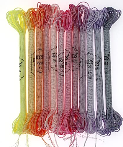 KCS 6-Strand Cross Stitch Metallic Variegated Pearl Shiny Embroidery Floss (12 Skeins # 2) - color: 12 Skeins # 2