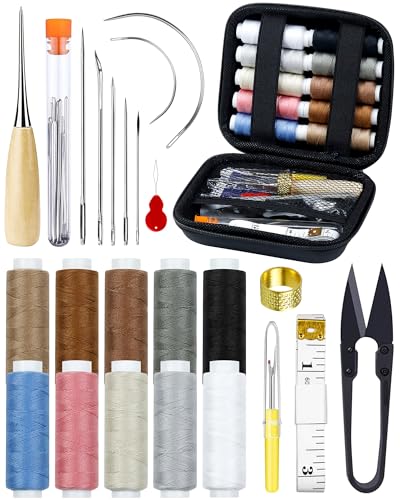 Upholstery Repair Sewing Kit, Heavy Duty Sewing Kit with Sewing Awl, 47PCS - color: 10 Color