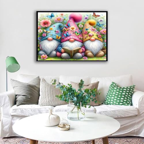 Lzyueyuan Gnomes Stamped Cross Stitch Kits for Adults Beginner,Book Flower Cross Stitch Ornament Kits Counted Embroidery Needlepoint Kits Home Decor 15.7X11.8inch - color: Cross Stitch-1029-7
