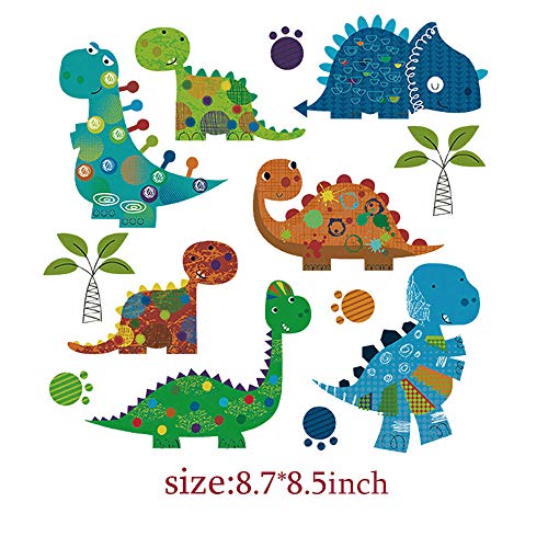 Butterfly Dinosaur Animail Iron on Patches Applique for Babies Lovely Cartoon Animal Birds Flowers Heat Transfers Stickers for Kids Boys Girls T-Shirt Coat Clothes DIY 4 Set - color: Butterfly Dinosaur-2