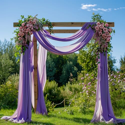 Wedding Arch Draping Fabric 1 Panel Lavender Purple Sheer Backdrop - color: Lavender Purple, size: 1 Panel