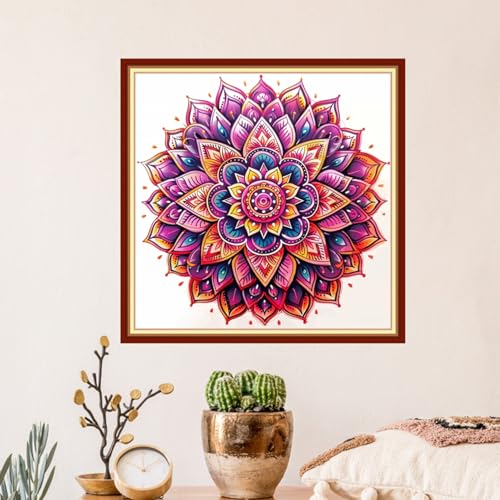 Artvxeay Stamped Cross Stitch Kits - Embroidery Kits for Beginners Cross Stitch Kits for Adults 11 CT Printed Patterns Needlepoint Kits - Colorful Mandala 18x18 inch - color: Colorful Mandala 18x18 inch