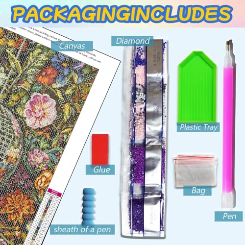 Dugsmgd Flowers Diamond Art Kits for Adults, Diamond Painting 12x16inch - color: Disco Flowers
