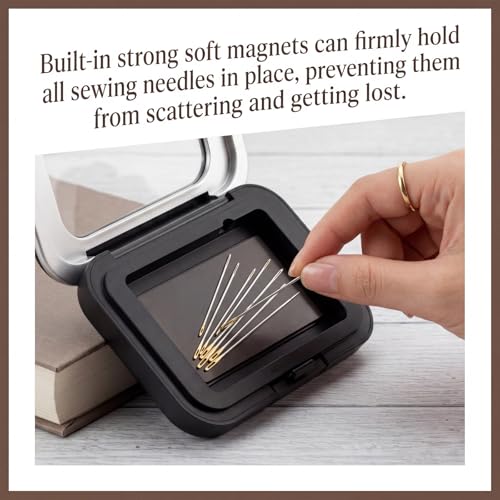 Sewing Needle Case Magnetic Needle Holder Sewings Pin Storage Organizer Box with Clear Lid Needles Keeper for Sewing, Quilting, Crafts Small