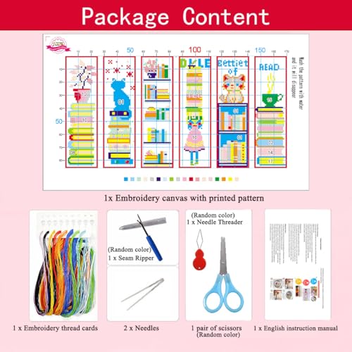 Zhenqing Bookish Cat Stamped Cross Stitch Bookmark Kit, 6 Bookshelf and Reading Designs on 11CT Printed Fabric for Adults and Beginners, Gift for Book and Cat Lovers - color: Cat Bookshelf Bookmarks