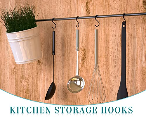 Sratte 120 Pcs Mini S Hook for Hanging 1 Inch Metal, Black - color: Black