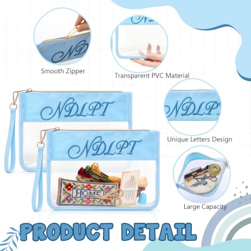 Sabary 2 Pack Needlepoint Project Bags, Sewing Project Bag 12 * 8.8 Inch "ndlpt" Embroidery Storage Organizer with Zipper, Craft Bags for Quilting Crochet Cross Stitch Knitting Embroidery (Blue) - color: Blue