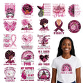 Breast Cancer Awareness Iron on Transfers - 20Pcs Falueqg Dtf Transfers Ready to Press, Pink Ribbon Halloween Iron on Decals Patches, Breast Cancer Survivors Heat Stickers for DIY Tshirts Clothes - color: Breast Cancer Awareness303