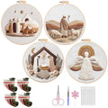 Nativity Embroidery Kit for Adults, Pre-Stamped Pattern Embroidery Kit for Beginners, Needlepoint Kit with Hoop Thread Needle Instruction, 7.9'' Hoop (Nativity 4 Packs) - style: Nativity 4 Packs