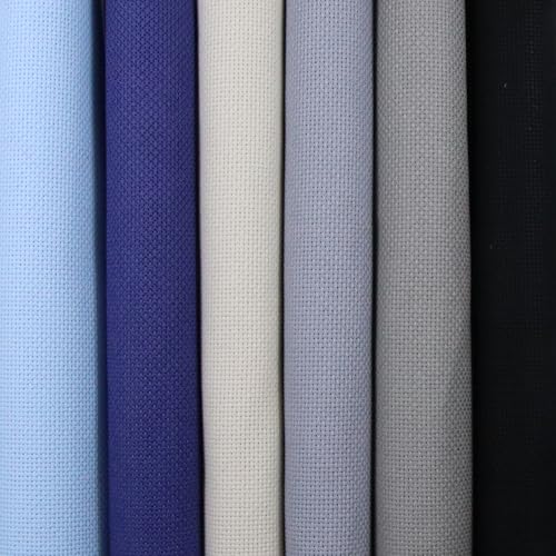 KCS 6 pc of 15" x 18" (38cmx45cm) Counted Cotton Aida Cloth Cross Stitch Fabric Rolled Box (18CT-H) - color: 18ct-h