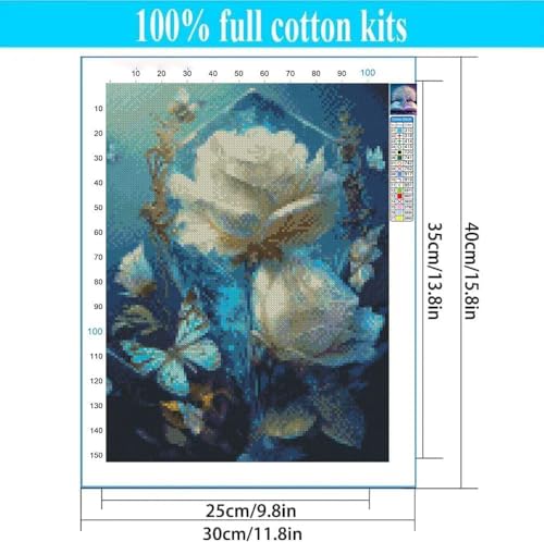Tiwabb Flower Stamped Cross Stitch Kits for Adults Beginners - color: Flower Butterfly