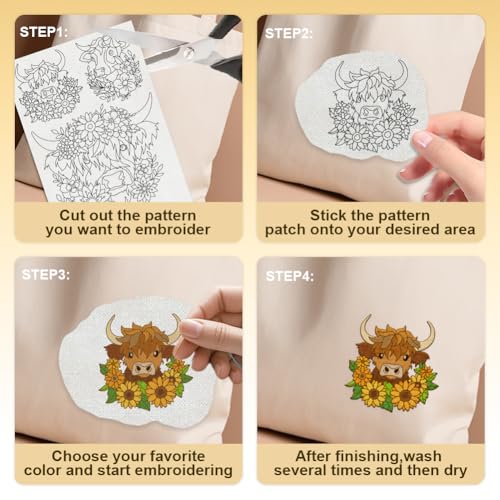 Highland Cow Sheep Rabbit Duck Water Soluble Sewing Stabilizers - style: Farm Animals