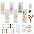 FREEBLOSS 6 Set Cross Stitch Bookmark Kit Stamped Cross Stitch Kit Tarot Cards Theme Embroidery Set with Instruction for Adults 8''*2.4'' - style: Tarot