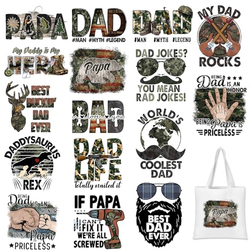 Father's Day Iron on Transfers Heat Transfer Vinyl 16pcs - color: Leopard