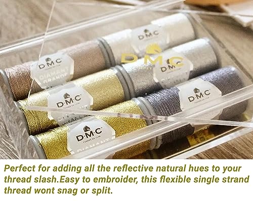 DMC Diamant EmbroideryThread Set, Bundle of Light/Dark Gold, Light Silver