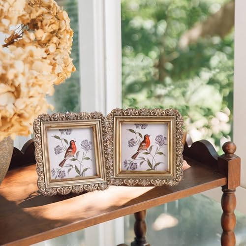 Vintage Picture Frames 3x3 Square Bronze Antique Picture Frames with Glass Front Handcrafted Rustic Home Decor for Wall Mount and Tabletop Gallery Wall Art - color: Bronze, size: 3x3 Square
