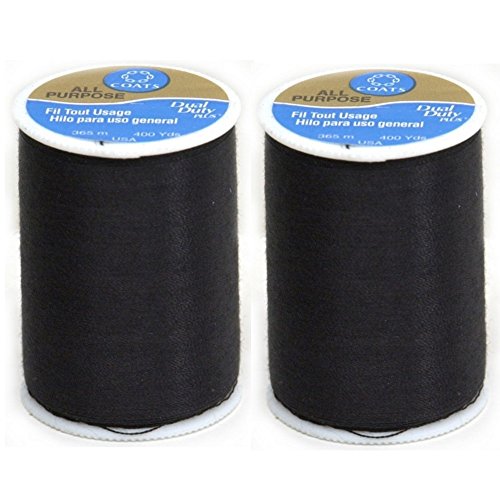 Coats & Clark Dual Duty All-Purpose Thread 400 Yds: Black (ONE spool of yarn) (2)