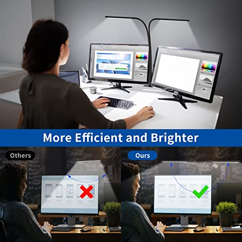 iZELL Desk Lamp, [2 LED Tube] Desk Lamps for Home Office with Clamp, Flexible Gooseneck LED Book Light, Easy Clip on Reading Lights for Bedrooms Beside Table Headboard College Dorm Bed Room - Black - style: 2 LED Lamp