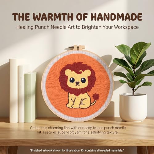 Harimau Punch Needle Kit Twelve Zodiac Signs Pattern,1Pc Embroidery Hoop, Essential Punch Needle Supplies,Ideal Punch Art for Beginners,DIY Adults Embroidery, Video Teaching - color: 65279