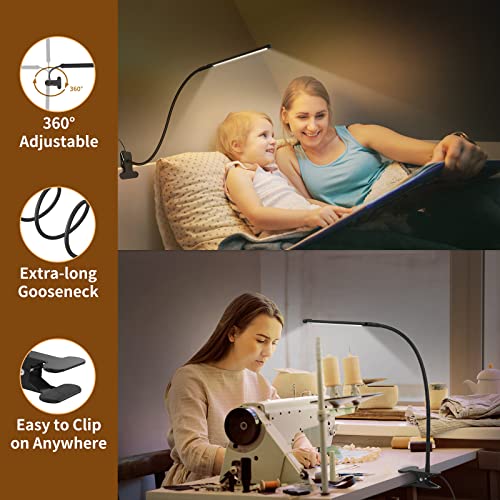 iZELL Book Light, LED Reading Light Clip On [3 Color Modes & 10 Brightness Levels] Flexible Gooseneck Book Lamp for Kids Reading in Bed at Night, Clip to Bedside Table, Headboard or Dorm - size: 15.8'' Height