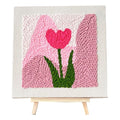 Allazone Punch Needle Embroidery Kit With Frame, Square Fabric, Flower Pattern, Hoop, Yarns (Pink Tulip) - color: Pink