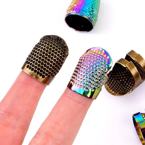 6 Pcs Sewing Tools, Thimble Kit for Hand Sewing, Metal Finger Protectors for Hand Embroidery Needlework