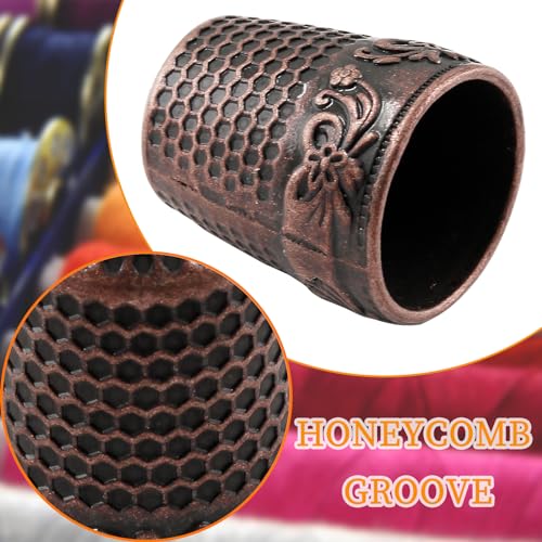 Coufce 4 Pcs Red Copper Metal Sewing Thimble - color: Red Copper