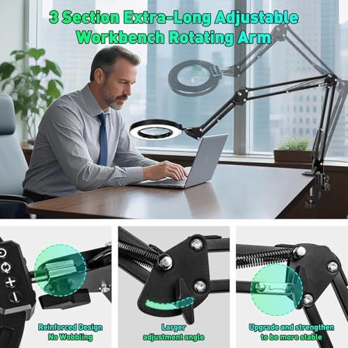 12X 30X Magnifying Glass with Light and Clamp, Soldering Helping Hand - color: Black, size: 12X 30X