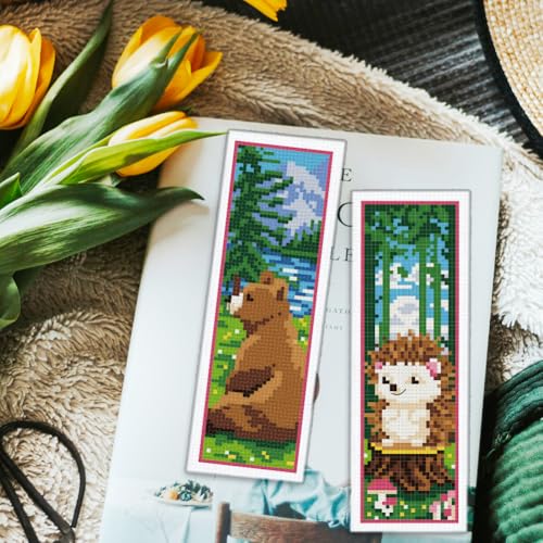 ORIGACH 6 Set Forest Animals Cross Stitch Bookmark Kit for Beginner - style: Forest Animals