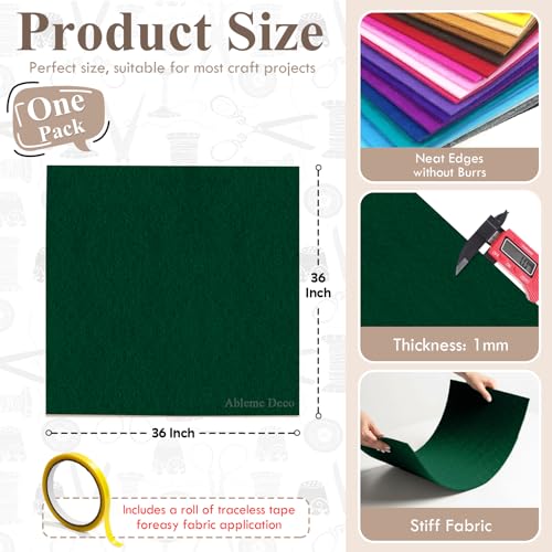 Hunter Green Felt Fabric 36" x 36", 1 Square Yard Stiff Acrylic Felt Sheet - color: Hunter Green, size: 36" X 36" (1 Yard)