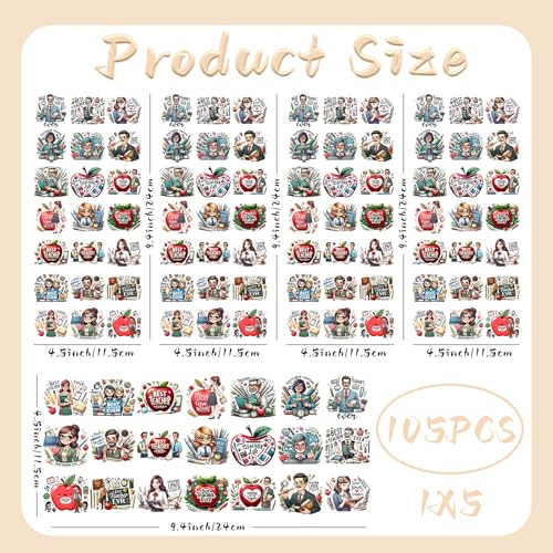 UV DTF Stickers 105 Pcs Teacher UV DTF Cup Wrap for Glass - style: Teacher