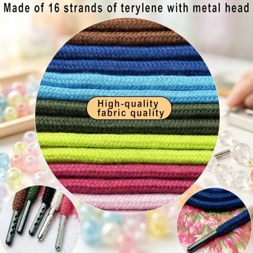 Luckkyme 30 Pack Replacement Drawstrings Drawcords for Pants Sweatpants Hoodies Scrubs Jackets Shorts, with 3 Pieces Drawstring Threader Tool 53" Long