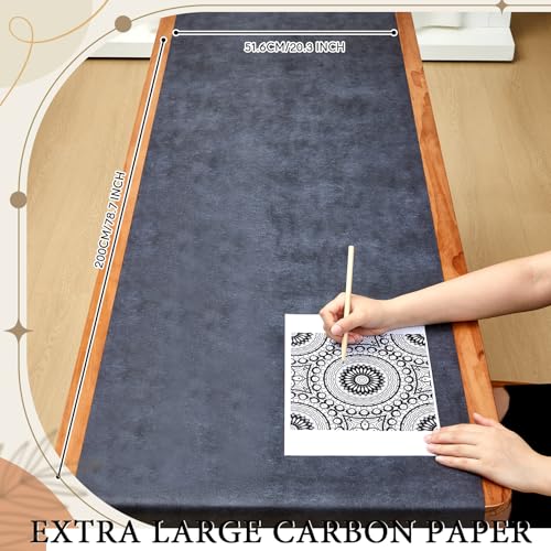 Dinifee 5 Sheets Large Carbon Paper for Tracing 20.3 x 78.7 Inch, Black - size: 20.3 x 78.7 Inch