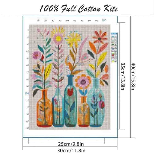 DYAIANGMU Flower Stamped Cross Stitch Kit for Adults 15.7x11.8 inches - color: Y036