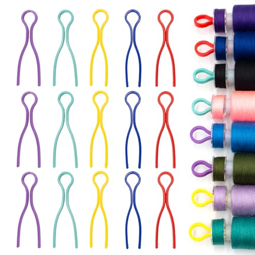 100Pcs 5 Colors Sewing Bobbin Holder Clips Plastic Thread Bobbin Clips Sewing Accessory for Thread Spool Organizing Embroidery Quilting (5color-100pcs) - color: 5color-100pcs