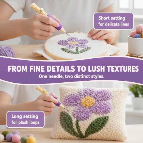 BAVLUD Punch Needle Embroidery Kit with 3 Different Sizes Punch Needle Pen and Comfort Grip Handle for DIY Craft Embroidery Cross Stitch and Rug Hooking Great Gift for Mothers and Handmade Lovers