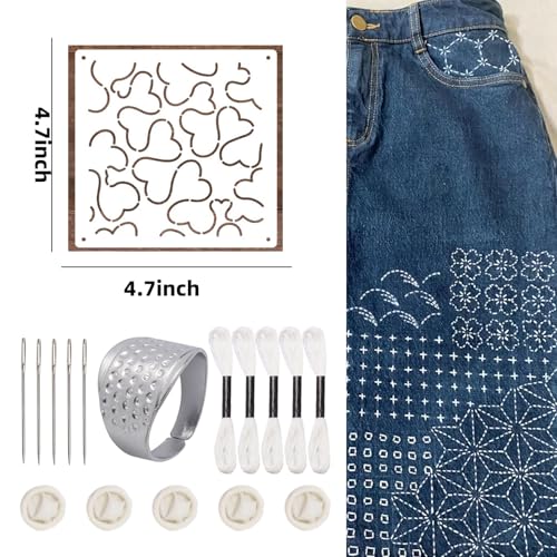 25Pcs Plastic Sashiko Stencil Reusable Kit 4.7 Inch Sashiko Template Patten