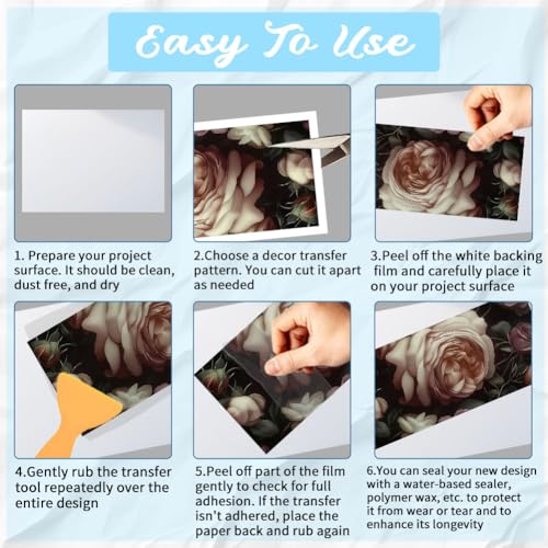 3 Sheets Vintage Moonflower Rub on Transfers for Crafts, 12×6in - style: Vintage Moonflower