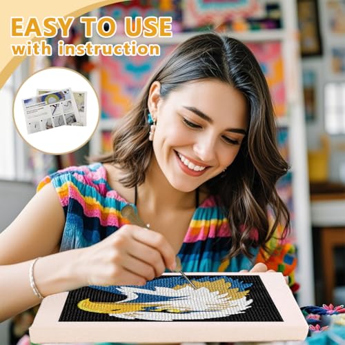 Doodlream Bald Eagle Needle Kit for Beginner, 9.4"x 9.4" Majestic Bird Punch Stitching Craft Set, Color DIY Embroidery Starter with Printed Frame, Instruction, Threader, Yarn, Pinch Needle - color: Eagle