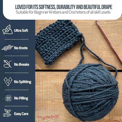 Mary Maxim Starlette Yarn, Soft Acrylic Yarn, 3.5 OZ, 180 Yards, Dark Azure - color: Dark Azure