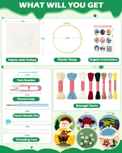 FIVEIZERO Yarn Punch Needle Craft Kit for Beginners,Beach Patterns - color: Beach