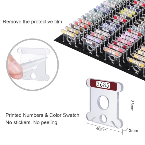 Hamtery 500 Pcs Acrylic Embroidery Floss Bobbins with Numbers & Color