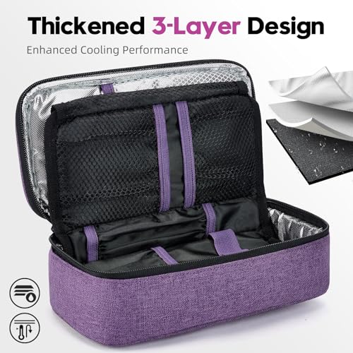 ALLCAMP Insulin Travel Cooler Case, Large Capacity, 4 Ice Packs, Purple - color: Purple